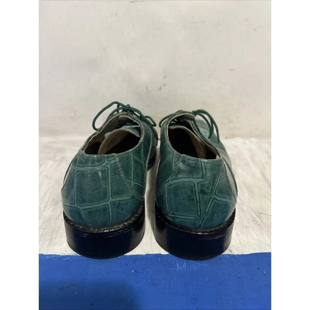 Fortune Liberty Mens Green Ostrich Leather Oxford Dress Shoes Size 8.5